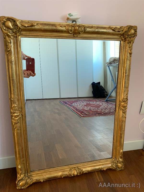 Specchio antico in lamina d'oro, in legno, ottime condizioni - Rimini